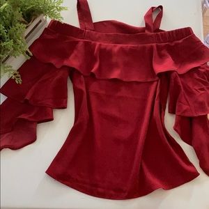 Red ruffled top
